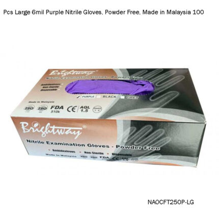 100 Pcs Large 6mil Purple Nitrile Gloves, Powder Free