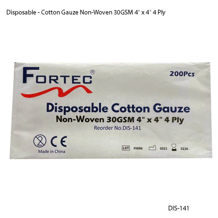 Cotton Gauze Non-Woven 30GSM 4" x 4" 4 Ply